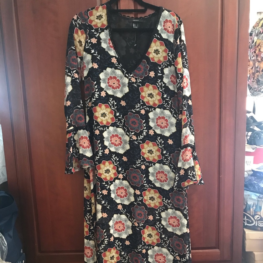 Forever 21 Navy Floral Maxi Dress